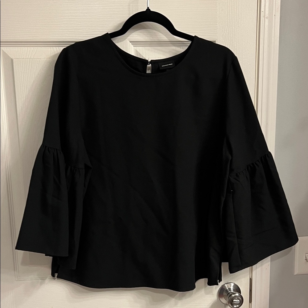 Who What Wear Black Bell Sleeve Blouse